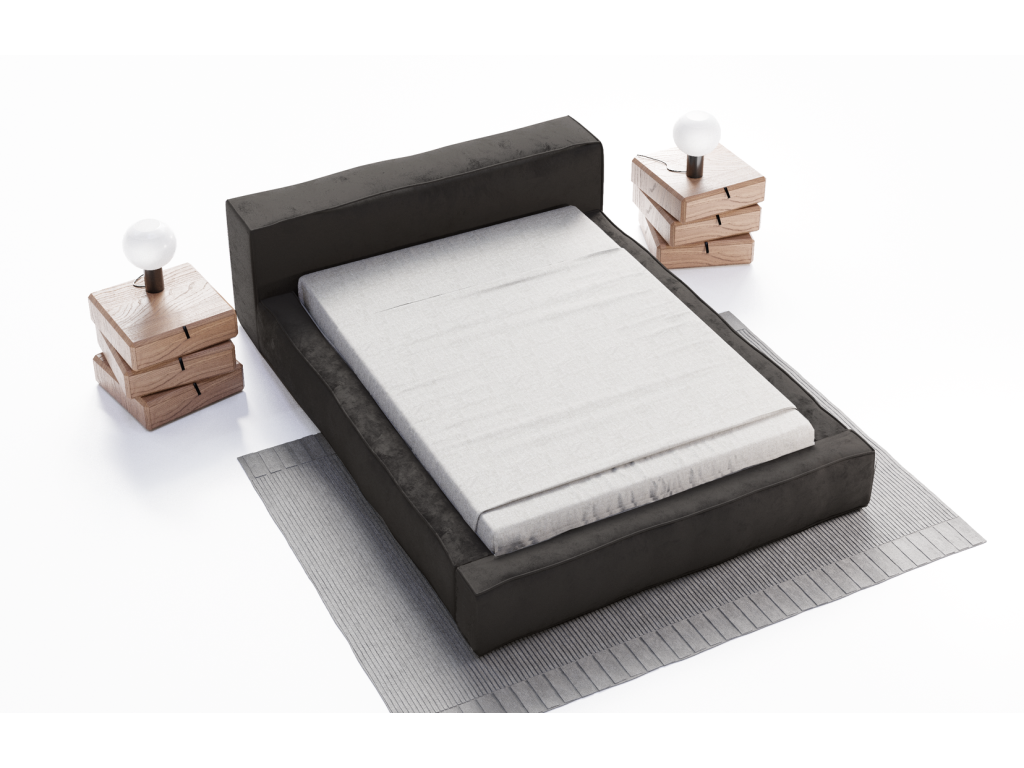 Mobenze Double Bed with Storage 140x200 Bueno - Upholstered Bed with Slatted Base and Headboard - Black Mobenze 18 MNLS43137