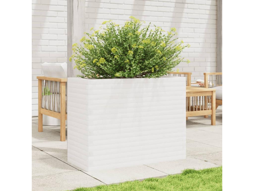 White planter 90x40x68.5 cm Solid pine mobenze QPSM36706