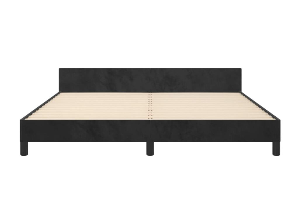 Bed frame with headboard, black, 180x200 cm, velvet, VNVF14265