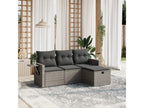 4-piece garden furniture set with grey resin wicker cushions NNOD53621