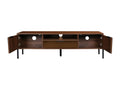 Vintage TV stand with Mobenze walnut effect - smoked glass finish - metal legs and handles - W 151.5x38x44.7cm ERQB58310