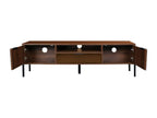Vintage TV stand with Mobenze walnut effect - smoked glass finish - metal legs and handles - W 151.5x38x44.7cm ERQB58310