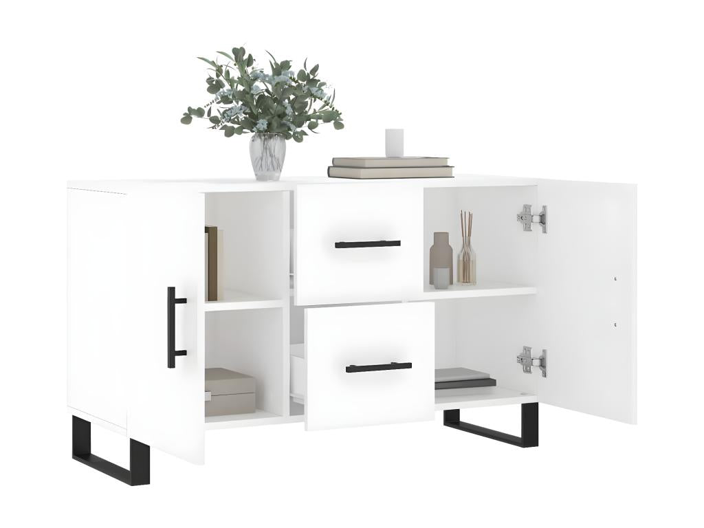 White sideboard 100x36x60 cm engineered wood QOMC15815