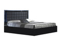 Black lacquered designer bed with black faux leather upholstered headboard and LED lighting, Luxameub-160x200 LYZZ92929