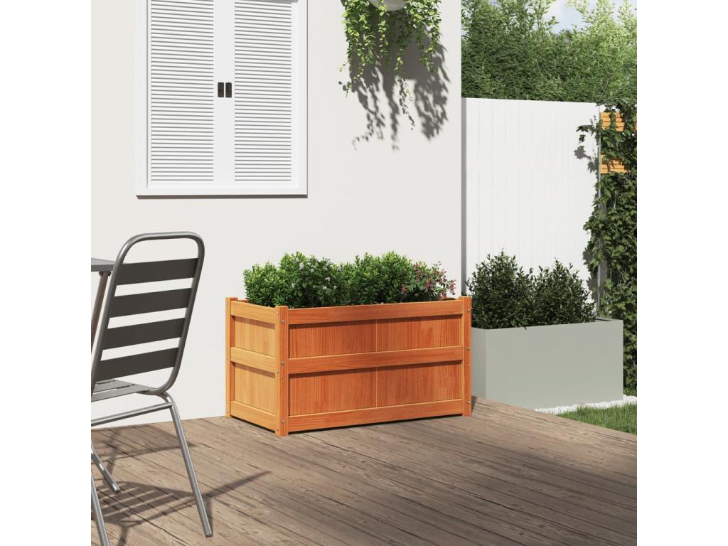 Brown wax planter 90x50x50 cm Solid pine mobenze BQON32876