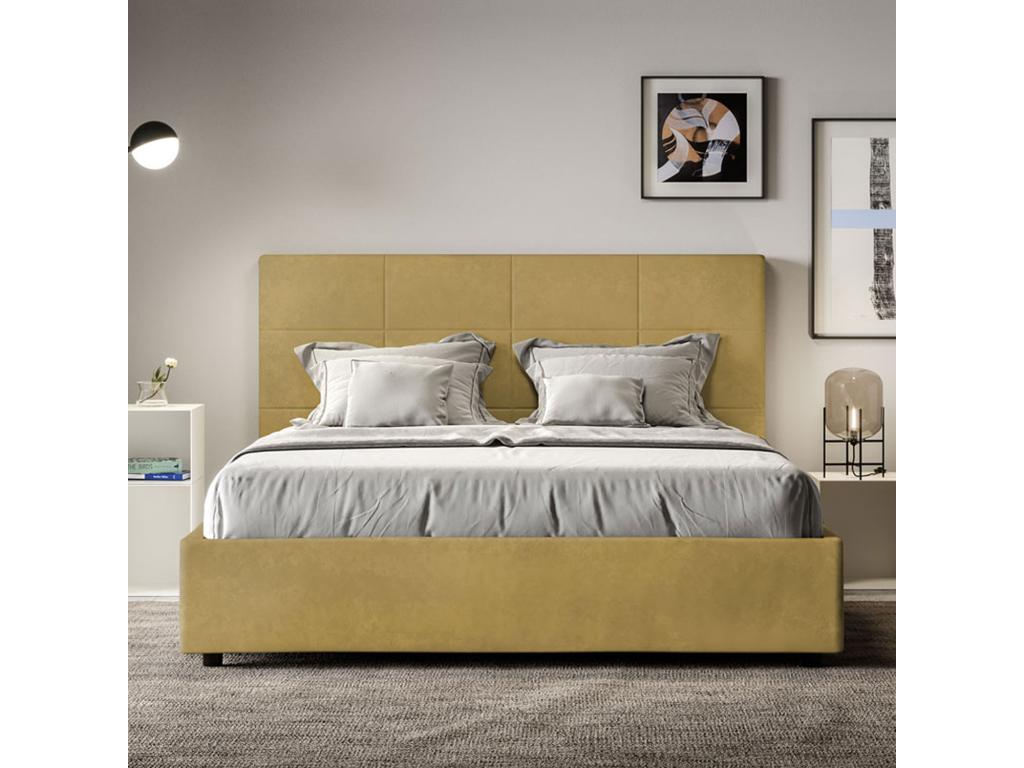 Upholstered bed without slatted base 160x200 ochre microfiber Mobenze TDTP50818