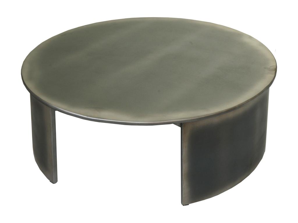Mobenze-L74 Coffee Table - Side Table/Living Room Table - Mobenze Industrial Certified - Round 80cm - Brushed Metal Look TPIM70018