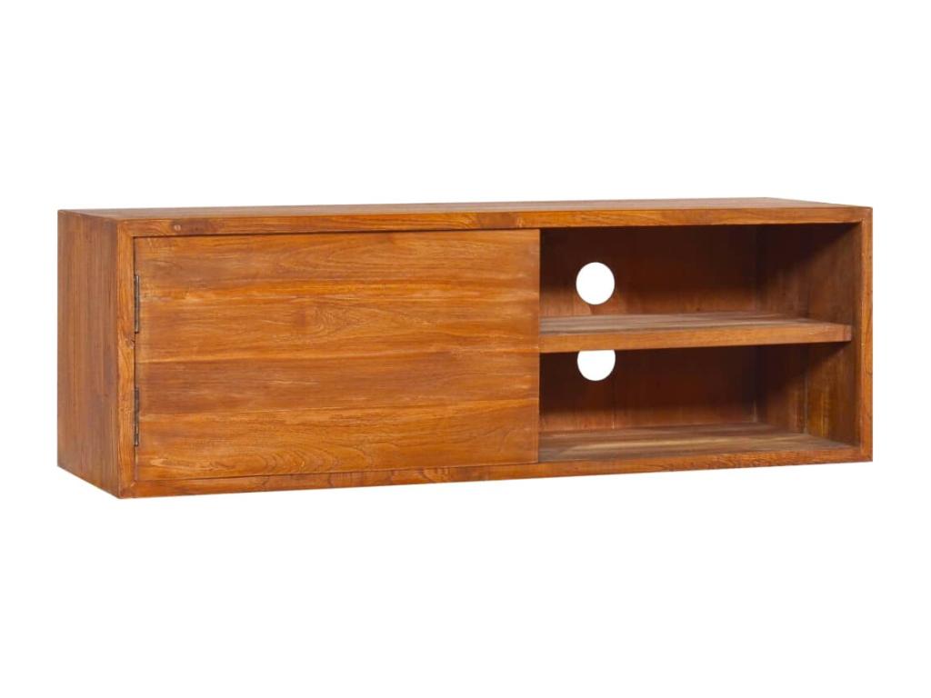 Wall-mounted TV unit 90x30x30 cm Solid teak wood ACPN77388