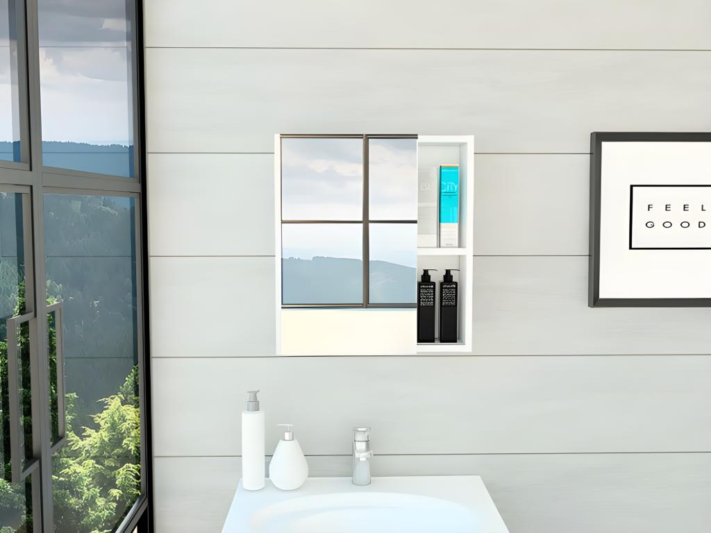 Mobenze wall-mounted bathroom cabinet with mirror and sturdy shelves, 45 cm W x 13.8 cm D x 49.7 cm A, white, BAQZ33959