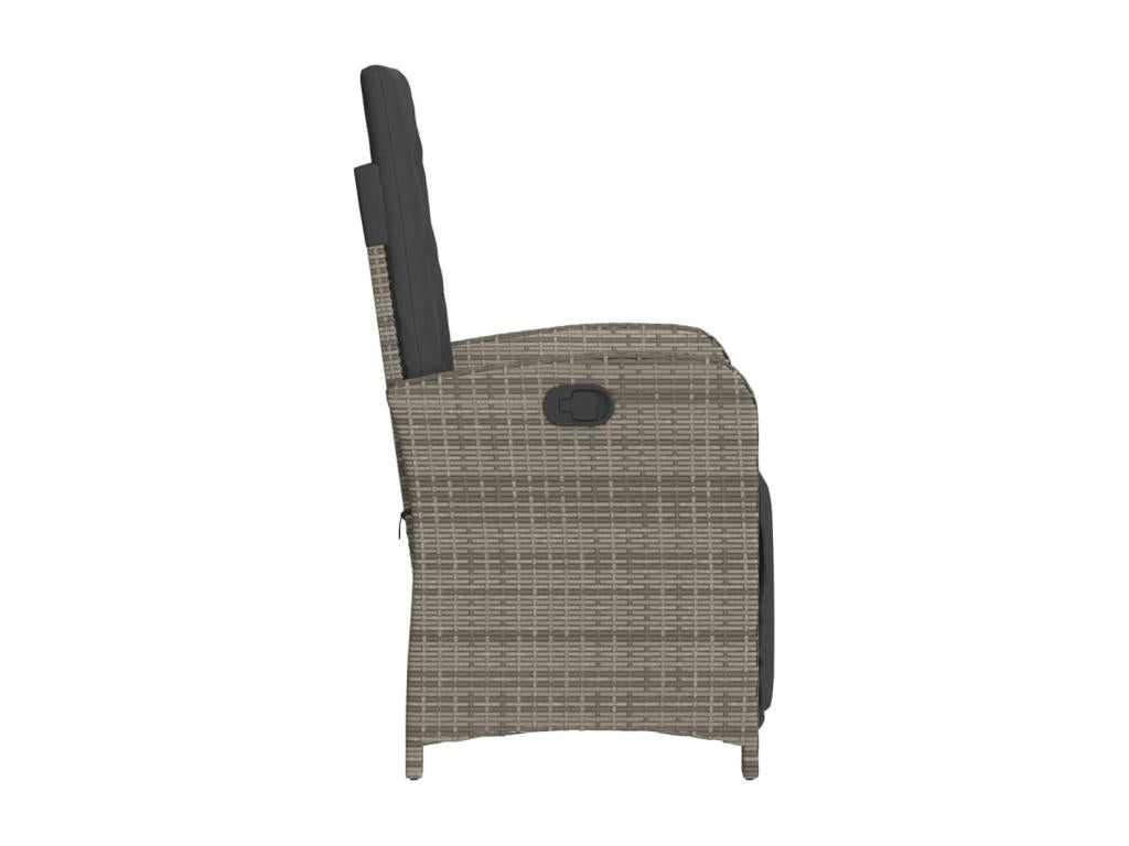 Garden reclining chair and footrest, grey woven resin CRLK54421
