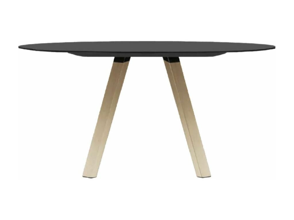 Round designer table in Mobenze with natural solid oak legs. Mobenze - Black color - Diameter 129 cm AKDG01324