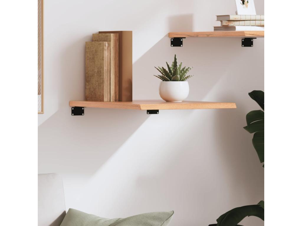 Light brown wall shelf 40x50x2 cm Mobenze solid treated oak ASHV37671