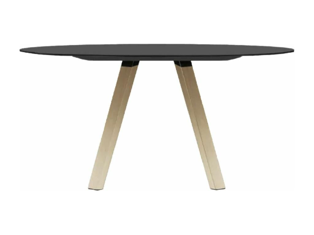 Round designer table in Mobenze with natural solid oak legs. Mobenze - Black color - Diameter 129 cm AKDG01324
