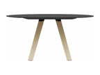 Round designer table in Mobenze with natural solid oak legs. Mobenze - Black color - Diameter 129 cm AKDG01324