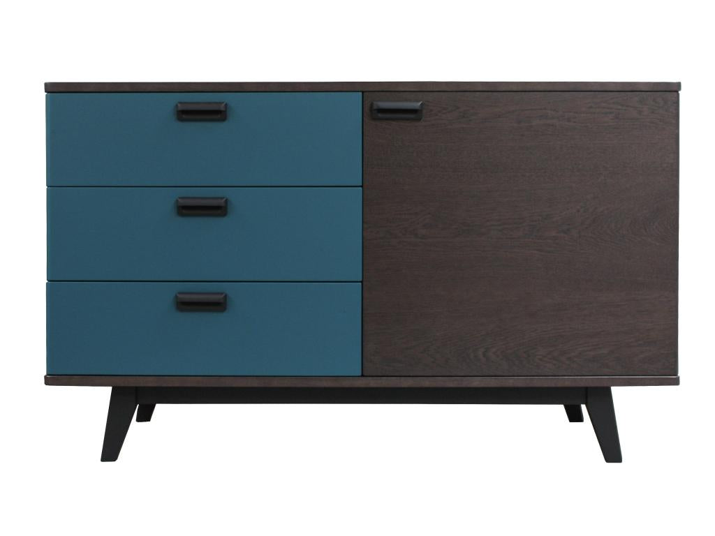Solid anthracite oak and lacquered sideboard with 3 drawers and 1 door - 130W x 48D IBUI64108