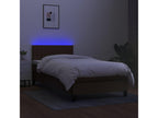 Upholstered bed base and mattress with LED lighting, dark brown, 80x200cm, fabric KBKO93245