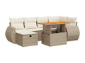 8-piece garden furniture set with cushions, beige woven resin, Mobenze EFOV38137