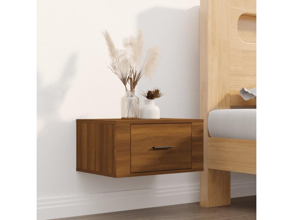 Wall-mounted bedside table, brown oak, 50x36x25 cm, XASA18674