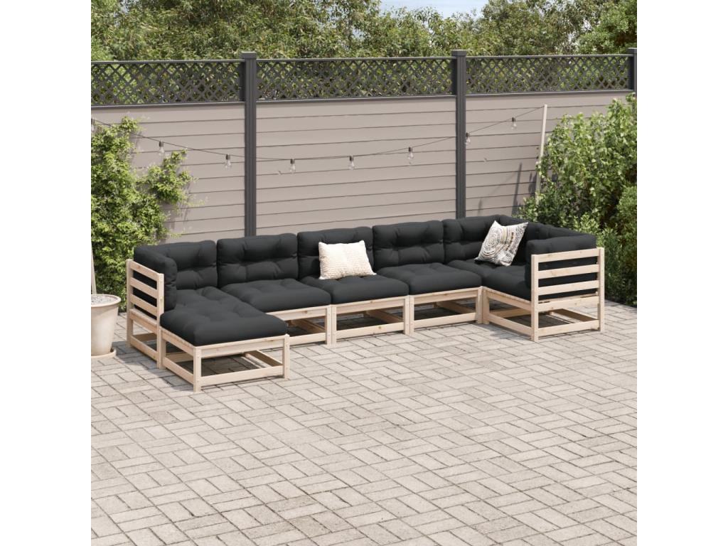 7-piece garden furniture set with cushions, Mobenze solid pine DVEA29378