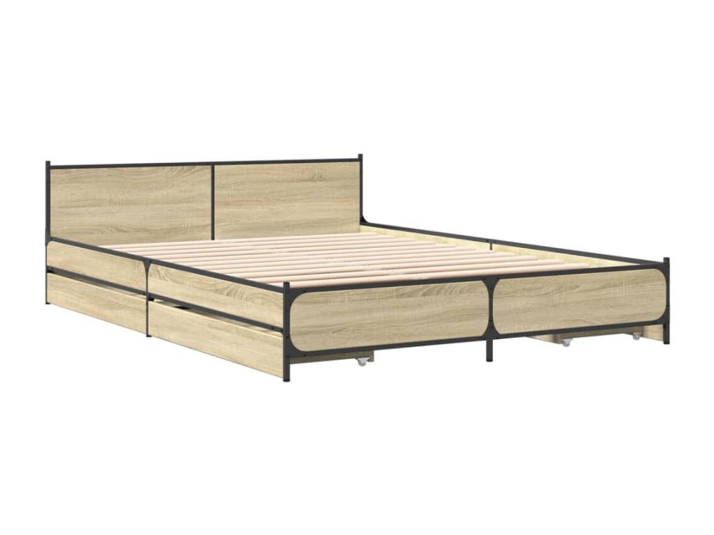 Mobenze oak bed frame and drawers 140x200 Mobenze engineering ADPI23976
