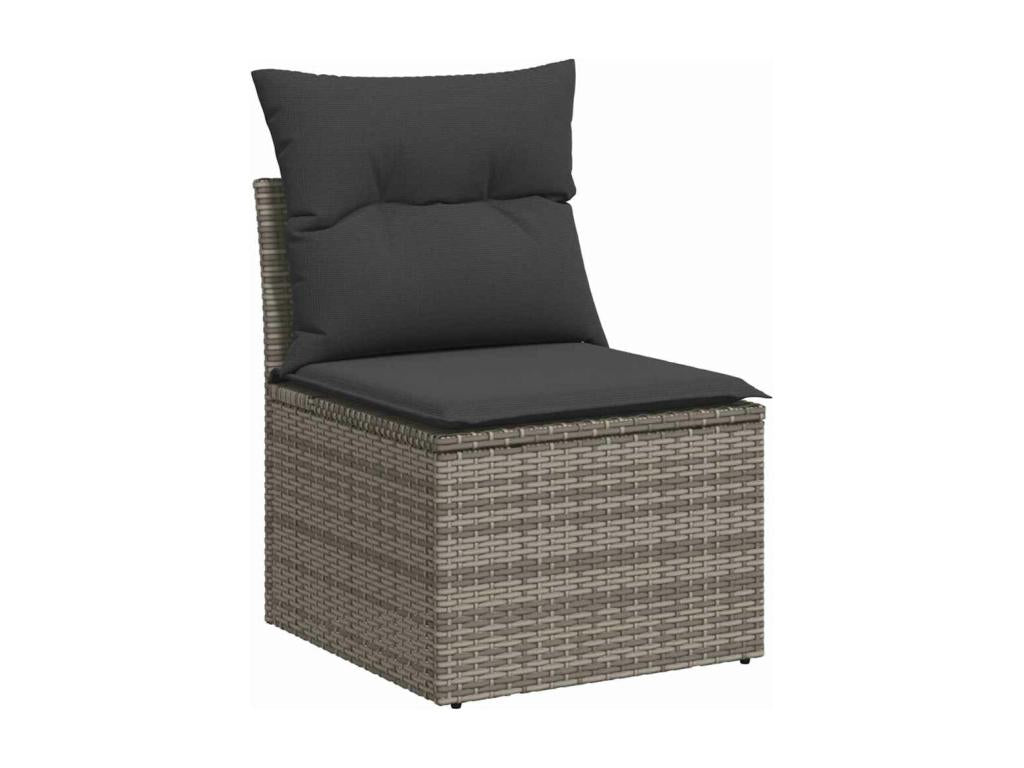 9-piece garden furniture set with grey resin wicker cushions AVRB16268