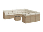 12-piece beige woven resin garden furniture set with cushions GIAJ66407