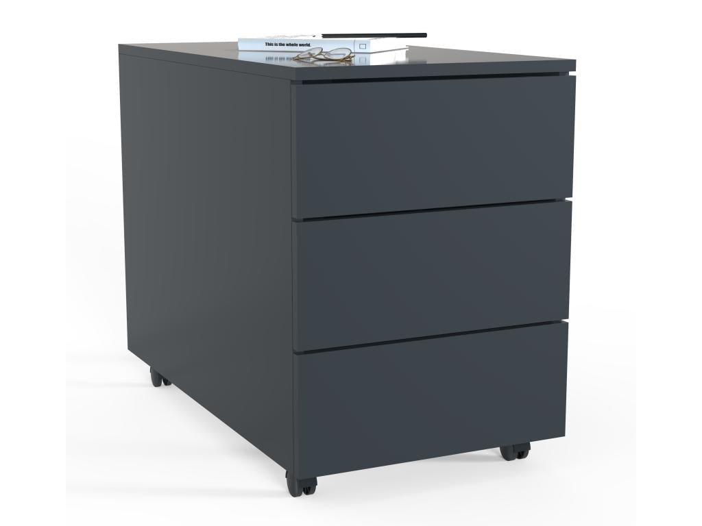 Mobenze Cabinet, Mobenze Storage Unit, Mobenze Office Cabinet with 3 Drawers, Anthracite - 70 INAO42717
