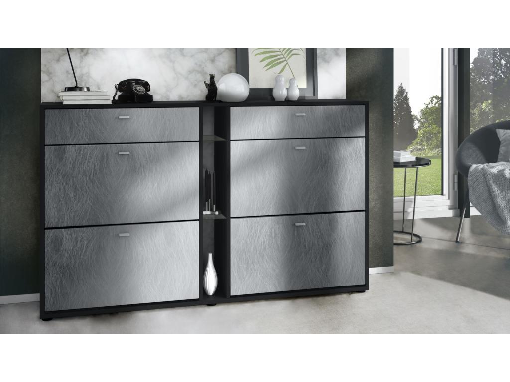 Luxury Matte Black and Metal Look Shoe Cabinet, WxHxD 155.5x95x28 cm, DPKL83622