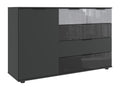 Chest of drawers/sideboard/storage unit in Graphite color with black trim and glass top UPOB98464