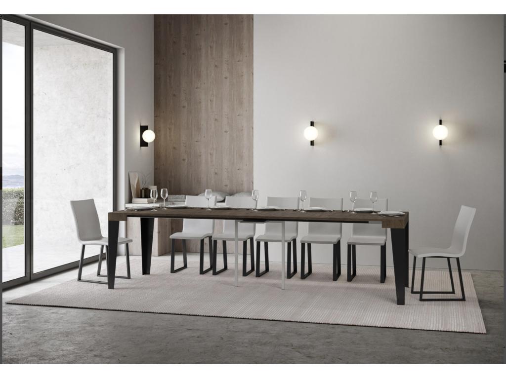 Mobenze extendable console table in matte steel - Brown color - Mobenze base and support - 5 slim extensions JNRE59918