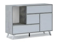 Mobenze sideboard with 1 door and 3 drawers, cement-colored frame, matte white doors and drawers, 120x40x86cm. RRPS83367