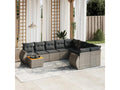 10-piece garden furniture set with cushions, grey woven resin BKRL56523