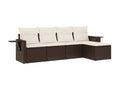 5-piece garden furniture set with cushions, brown woven resin PFKL09912