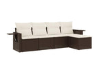 5-piece garden furniture set with cushions, brown woven resin PFKL09912