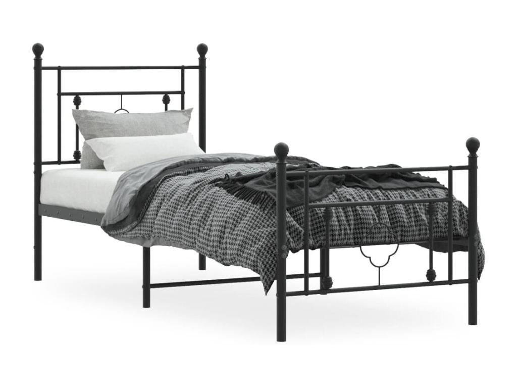 Metal bed frame with headboard/footboard, black, 80x200 cm LCMJ94528