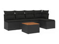6-piece garden furniture set with cushions, black resin wicker UZFT33003