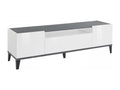 Luxameub TV Stand, Low Sideboard with 2 Doors, TV Stand Base, Made in Italy, 160x40x47 cm, Glossy White and Slate, TDIN44446