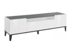 Luxameub TV Stand, Low Sideboard with 2 Doors, TV Stand Base, Made in Italy, 160x40x47 cm, Glossy White and Slate, TDIN44446