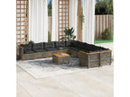 11-piece garden furniture set with grey resin wicker cushions DLIC66083