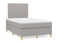 Upholstered bed base with mattress, light grey, 120x200cm, fabric OQQB30797