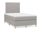Upholstered bed base with mattress, light grey, 120x200cm, fabric OQQB30797