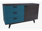 Solid anthracite oak and lacquered sideboard with 3 drawers and 1 door - 130W x 48D IBUI64108