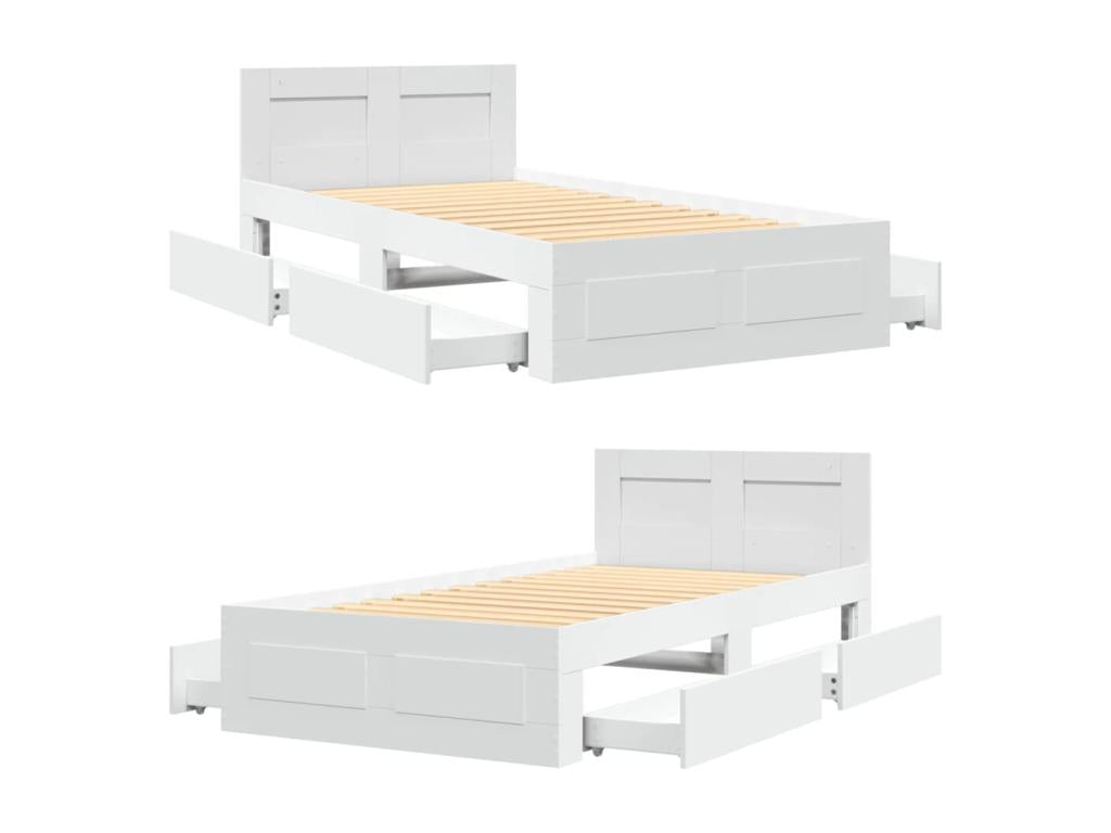 Bed frame with headboard, mattress not included, white, 75x190 cm, YFNA64797