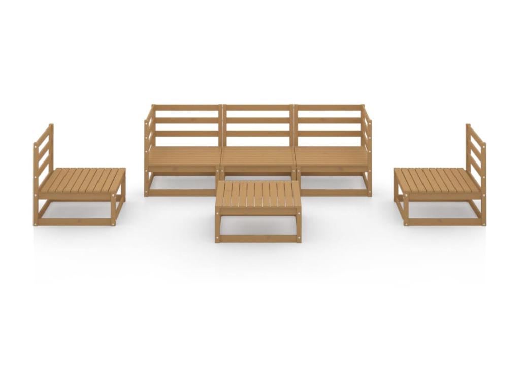 6-piece garden furniture set, honey brown, solid pine wood, 10 RRLE76697