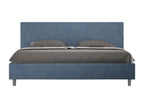 Bed with upholstered slatted base 180x200 blue microfiber Mobenze ZAHG26445