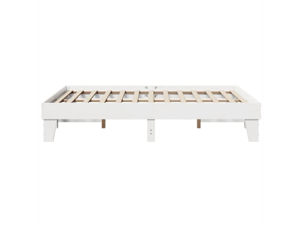 Bed frame without white mattress 140x200 cm solid pine wood ZEOX84418