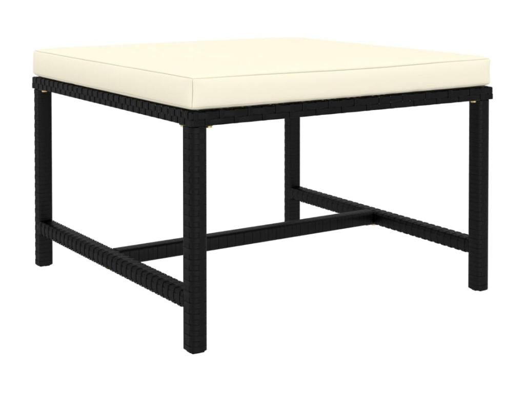 7-piece garden furniture set with cushions, black woven resin, SCIF17581