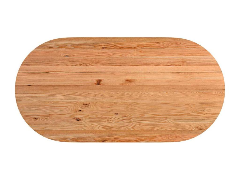 Light brown Mobenze oval solid oak dining table BFTC27486