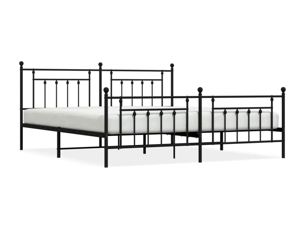 Metal bed frame with headboard and footboard, black, 193x203 cm, ZLWE82806