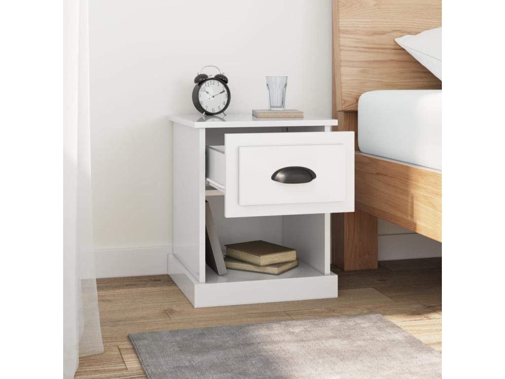 2-piece bedside tables, glossy white, 39x39x47.5 cm, GIHM67199